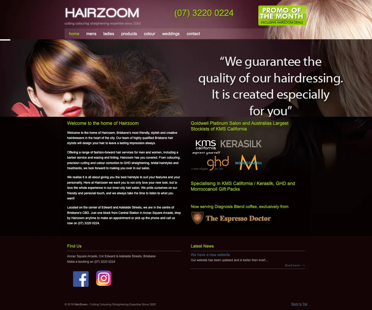 HairZoom's previous website