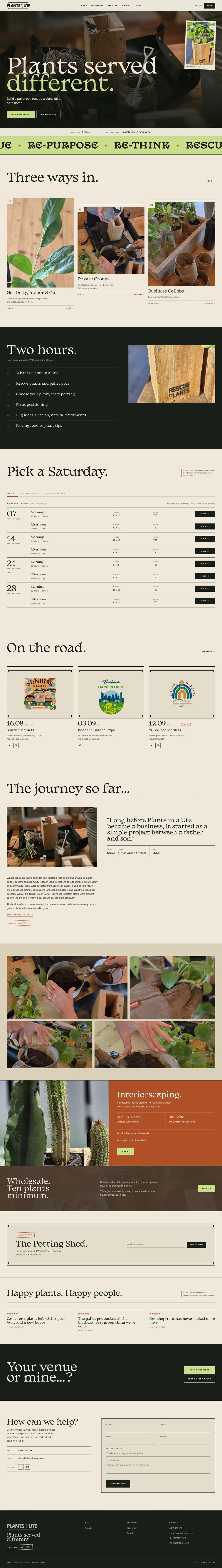 Plants in a Ute website, full page